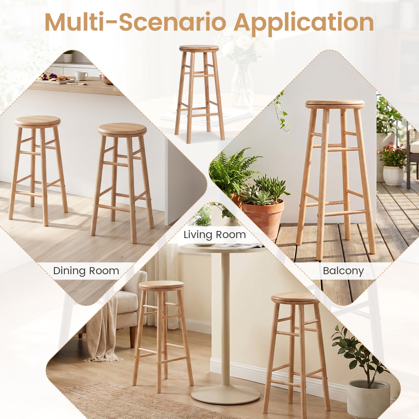 29" Swivel Bar Stools Set of 2, Natural Bar Stools at Gallery Canada