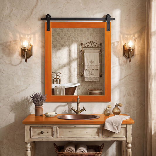 29" x 23" Rectangle Farmhouse Wall Mirror, Brown Wall Mirrors Brown at Gallery Canada