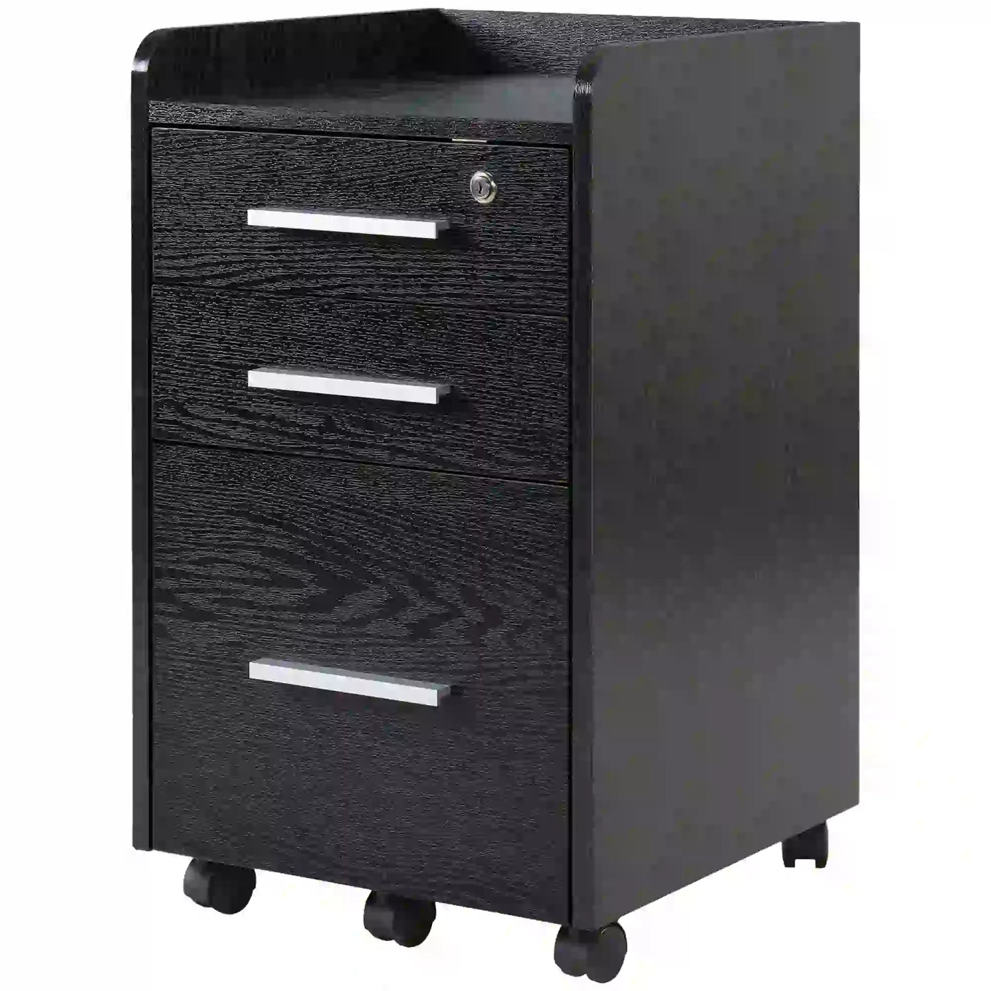 3 Drawer File Cabinet with Lock, Lockable on Wheels, Black Office Cabinets & Cupboards at Gallery Canada