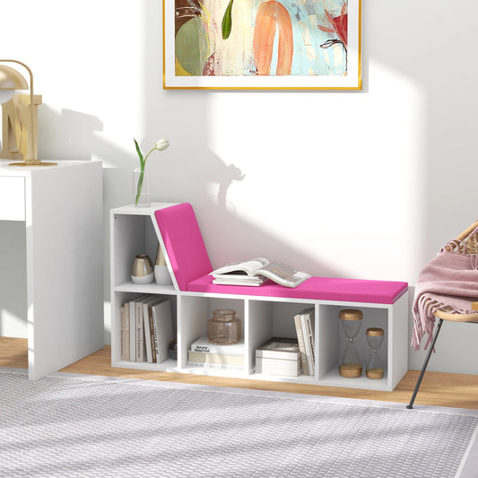Bibliothèque 5-Cube avec Coin Coussins, Étagères de Rangement, Rose