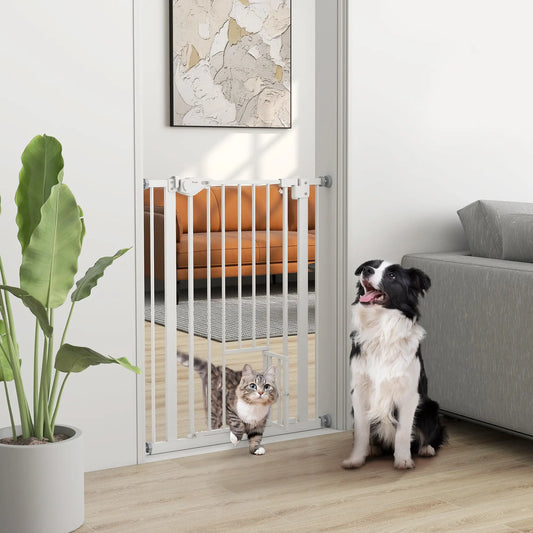 36" Barrière pour Chien d'Intérieur pour Portes, Maison, Escaliers, Blanc