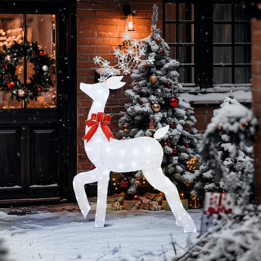 4.3FT Lighted Christmas Reindeer, RGB and Warm White LEDs, IP44 Waterproof, RGB and Warm White Christmas Decorations White, Red at Gallery Canada