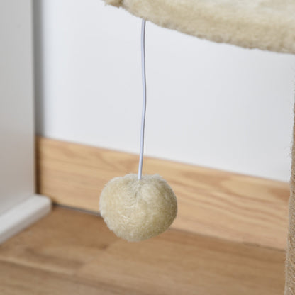 Small Cat Tree with Scratching Post, Perch, Toy Ball, Cat Tower for Indoor Cats - 16" x 16" x 19", Beige at Gallery Canada