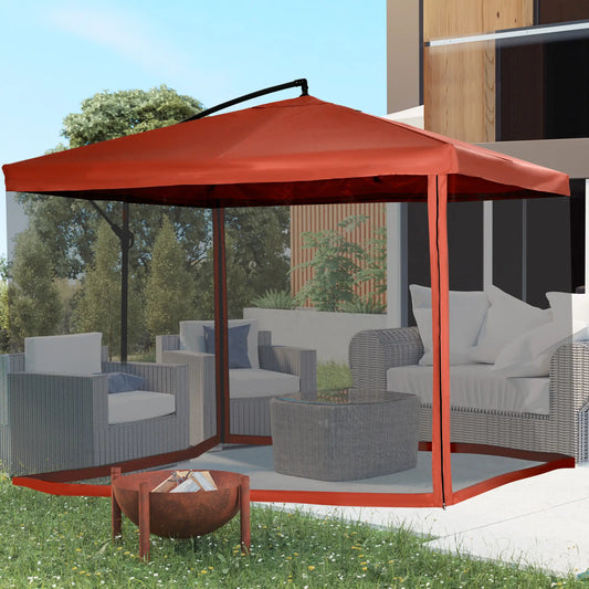 Offset Patio Umbrella, Adjustable Cantilever Canopy, Wine Red Cantilever Umbrellas Wine Red Fabric, Grey Frame at Gallery Canada
