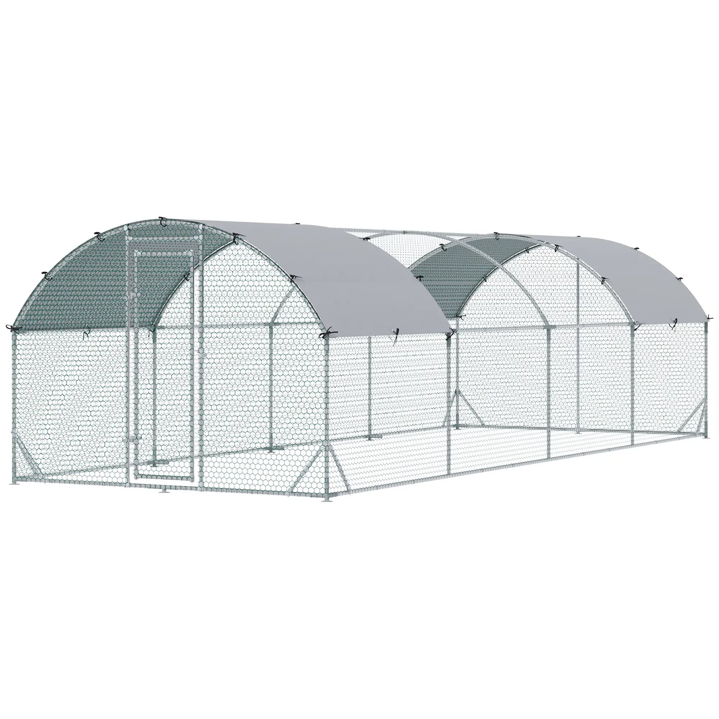 Large Metal Chicken Coop, Walk-in Enclosure, Poultry Hen Run, 9.2' x 24.9' x 6.5', Silver Chicken Coops at Gallery Canada