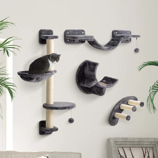 Cat Wall Shelf, Scratching Post, Play Balls, Platforms, Dark Grey Cat Climbing Wall Dark Grey at Gallery Canada