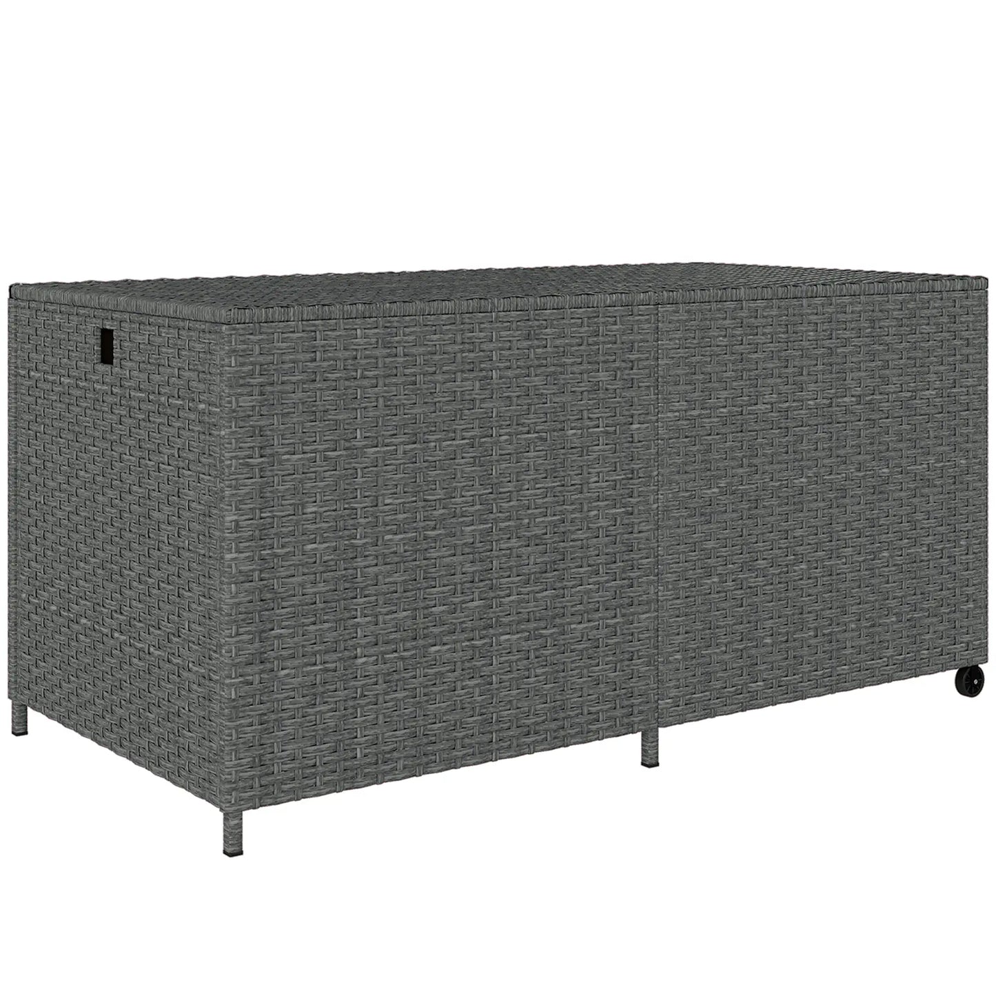 162 Gallon Rattan Deck Box With Wheels, Waterproof Zippered Liner, Pneumatic Rod Patio Storage Boxes at Gallery Canada