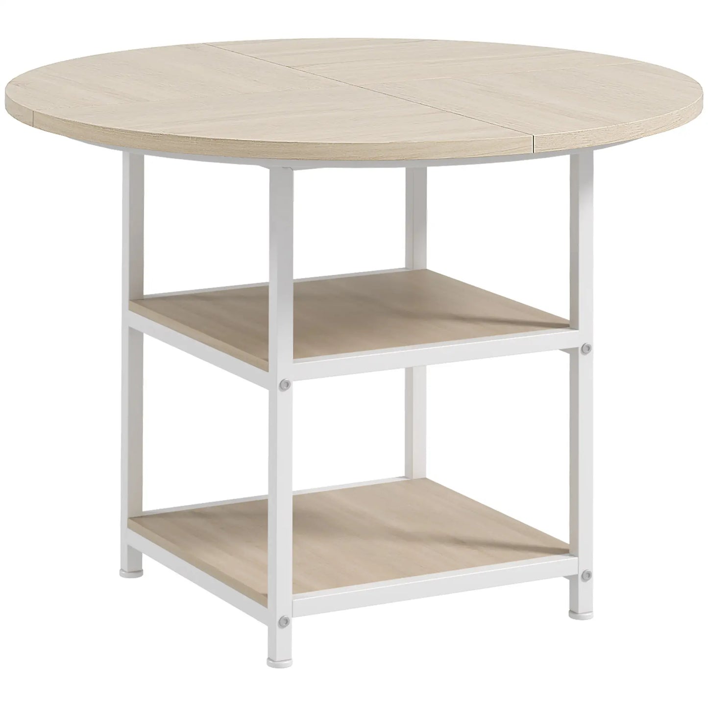 Round Kitchen Table, 39.4 Inch, Storage Shelves, Oak Dining Tables at Gallery Canada