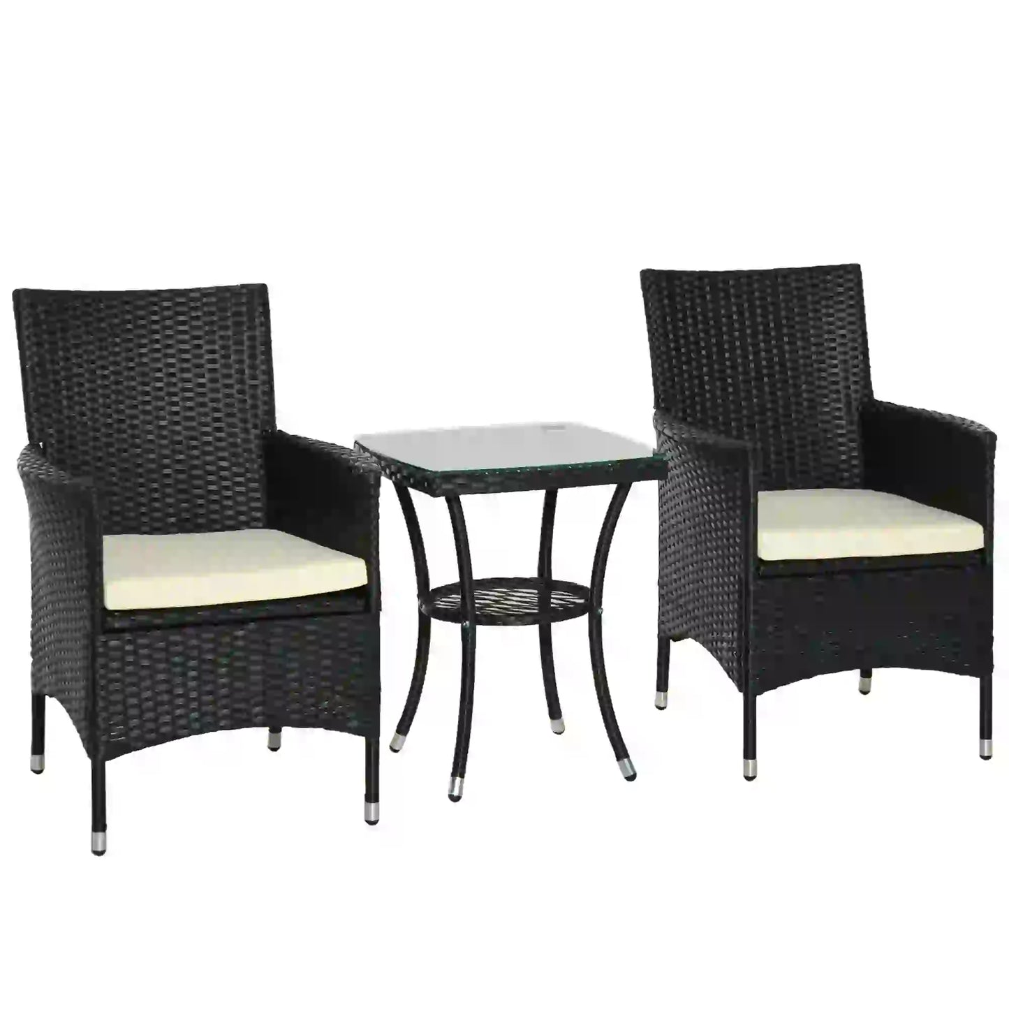 3-Piece Patio Bistro Set, Outdoor PE Rattan Furniture, Black Bistro Sets at Gallery Canada