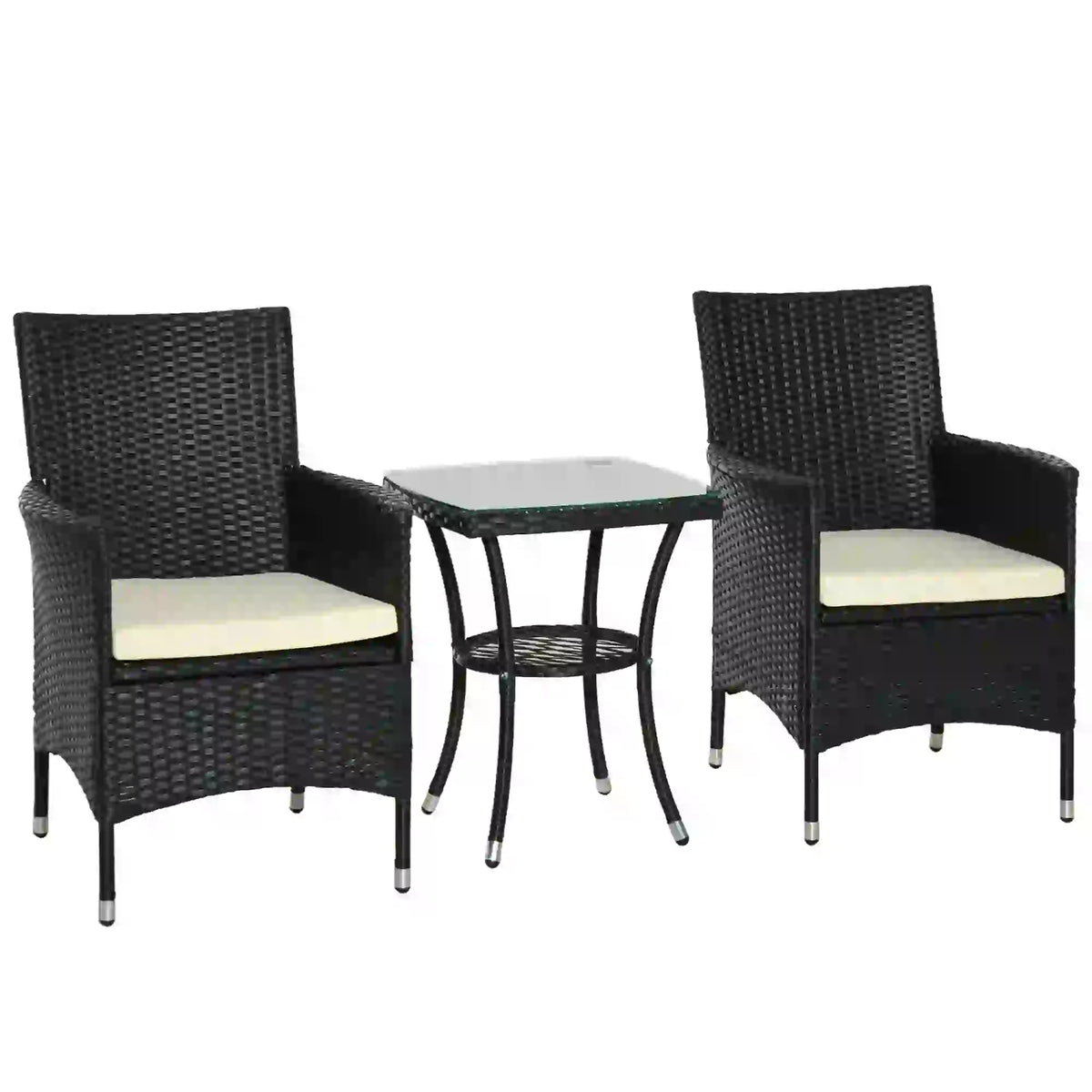 Patio Bistro Set, PE Rattan Furniture, Glass Top Coffee Table, Black Bistro Sets at Gallery Canada