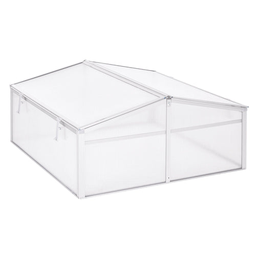 Aluminium Cold Frame Greenhouse Garden Portable Raised Planter with Openable Top for Indoor, Outdoor, Flowers, Vegetables, Plants, 39