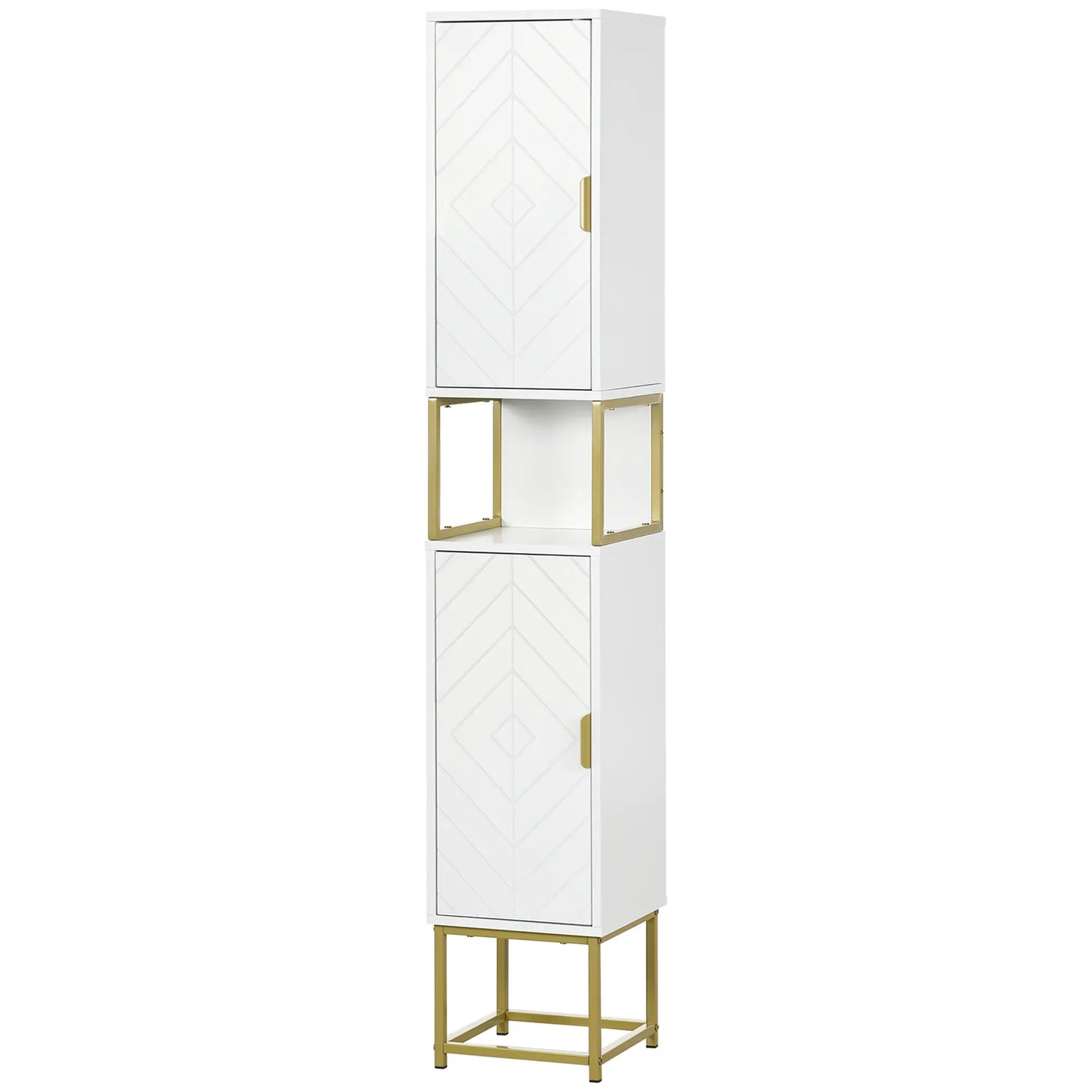 Tall Bathroom Storage Cabinet, Narrow with Adjustable Shelf, White Bathroom Cabinets at Gallery Canada