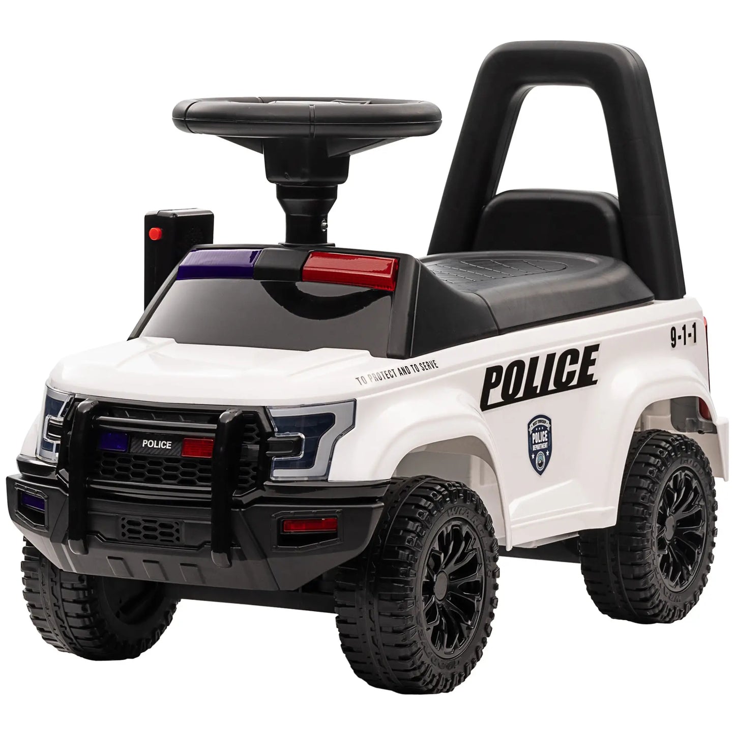 Kids Ride On Police Car, Hidden Storage, Anti Dumping, White Push Cars for Toddlers at Gallery Canada
