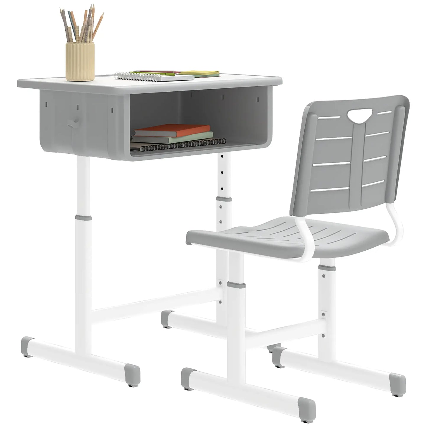 Kids Desk And Chair Set, Height Adjustable, With Drawer, Grey Kids Desk Sets at Gallery Canada