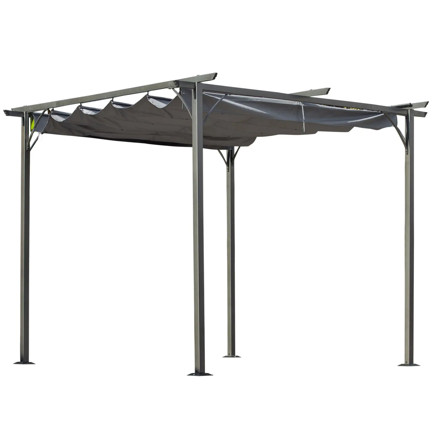 10' x 10' Retractable Pergola Canopy, Metal Patio Shade Shelter, Grey Pergolas at Gallery Canada