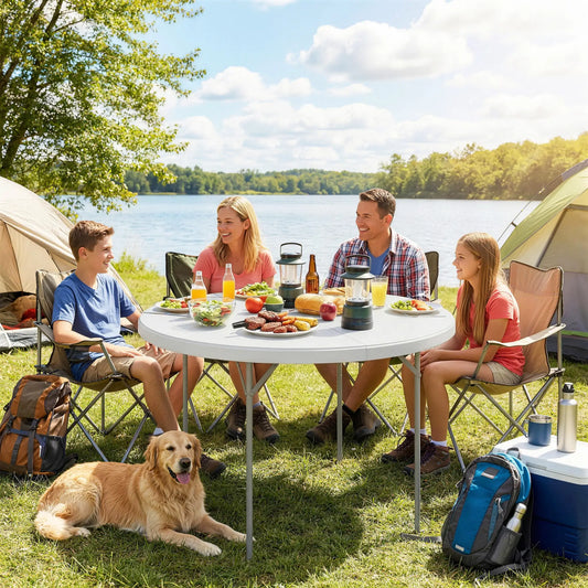 4ft Plastic Folding Picnic Table, Indoor Outdoor, White Picnic Tables & Camping Chairs White, Light Grey at Gallery Canada