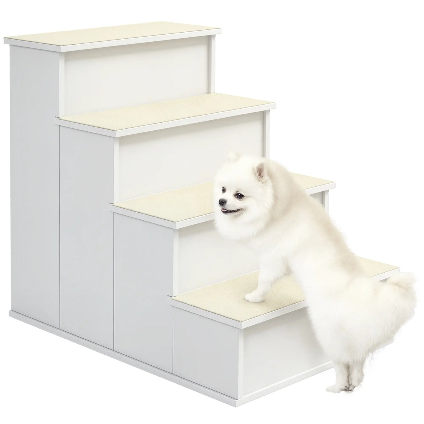 Pet Stairs for Bed, Cat Ladder for Couch, Non-Slip Carpet, 15.7" x 23.2" x 21.3", White Dog Stairs at Gallery Canada