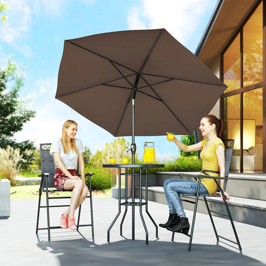 4 Piece Patio Bar Set, Sling Folding Outdoor Furniture, Black Bistro Sets Black Set, Brown Umbrella at Gallery Canada