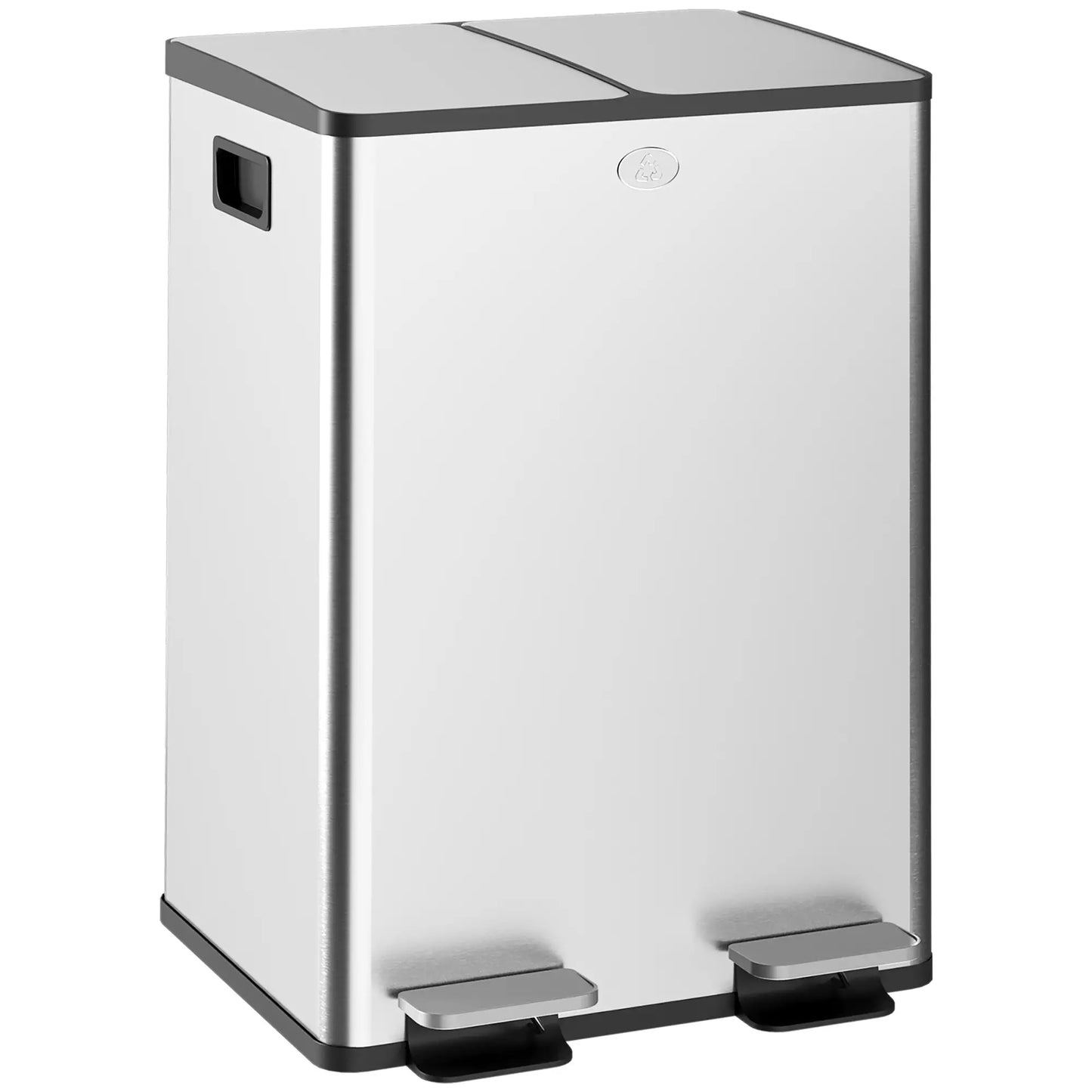 Dual Garbage Bin with Foot Pedal, 2 x 28 Litre, Silver Household Supplies at Gallery Canada