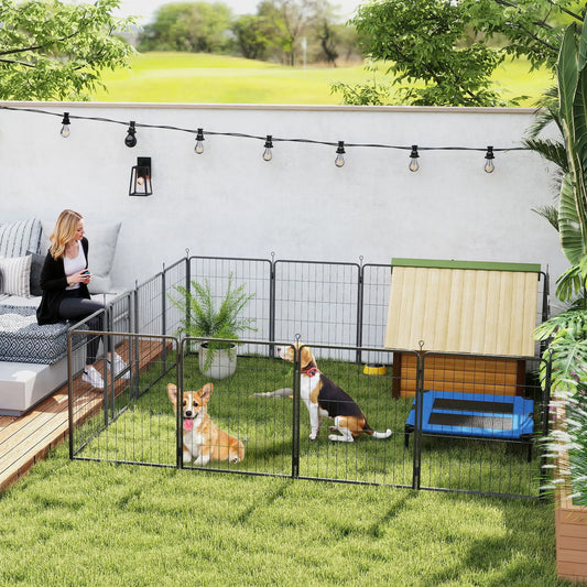 16 Panels Dog Playpen, Portable, for Medium Dogs, 31.5" H Houses, Kennels & Pens Black at Gallery Canada