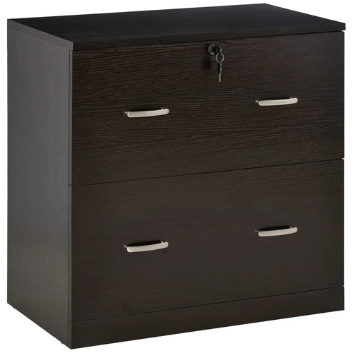 2 Drawer File Cabinet with Lock, Hanging Bar, Letter Size, Espresso