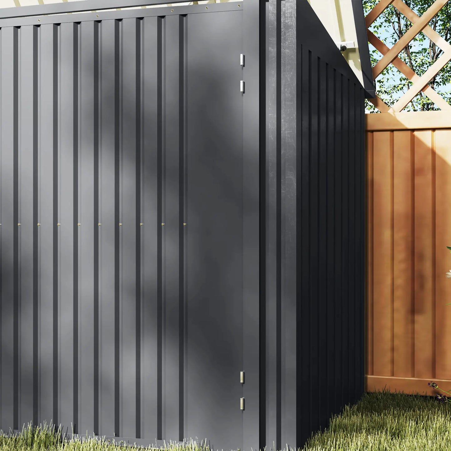 7.6 x 3.4ft Outdoor Storage Shed, Triple Bin Organizer, Lockable Doors Sheds at Gallery Canada