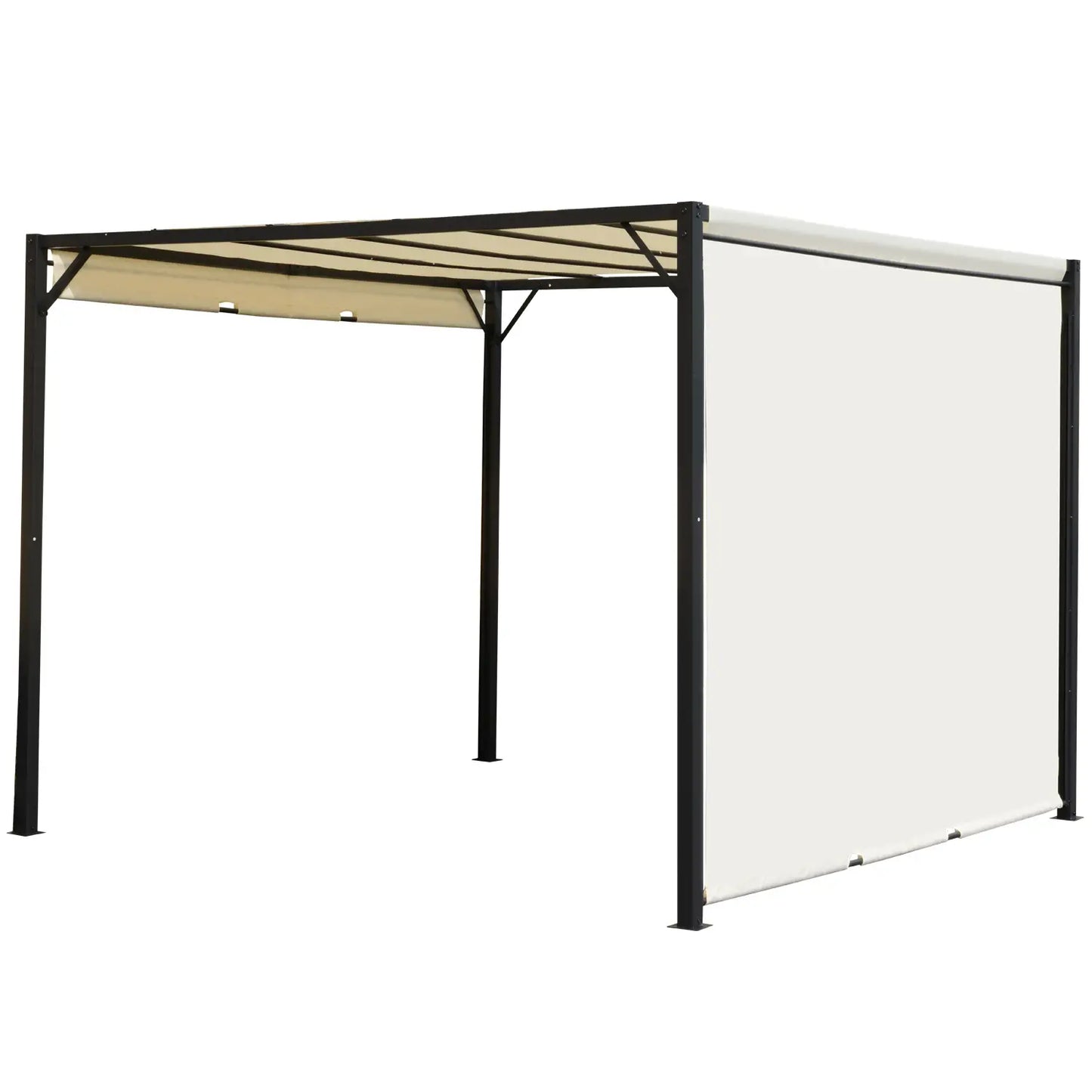 10' x 10' Steel Pergola, Retractable Water Resistant Canopy, White Cream Pergolas at Gallery Canada