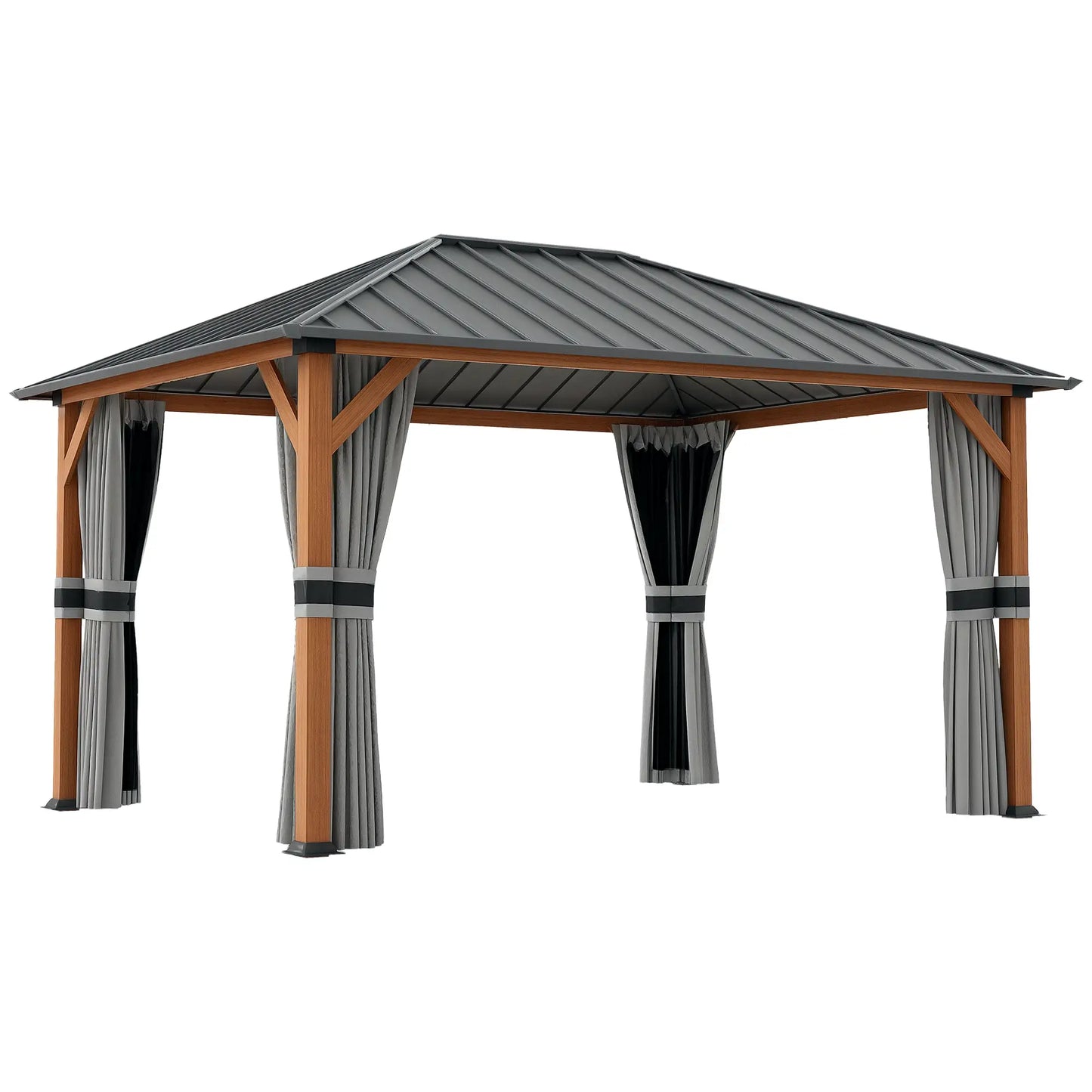 13' x 10' Hardtop Gazebo, Netting Sidewalls, Galvanized Steel, Garden Canopy Gazebos at Gallery Canada