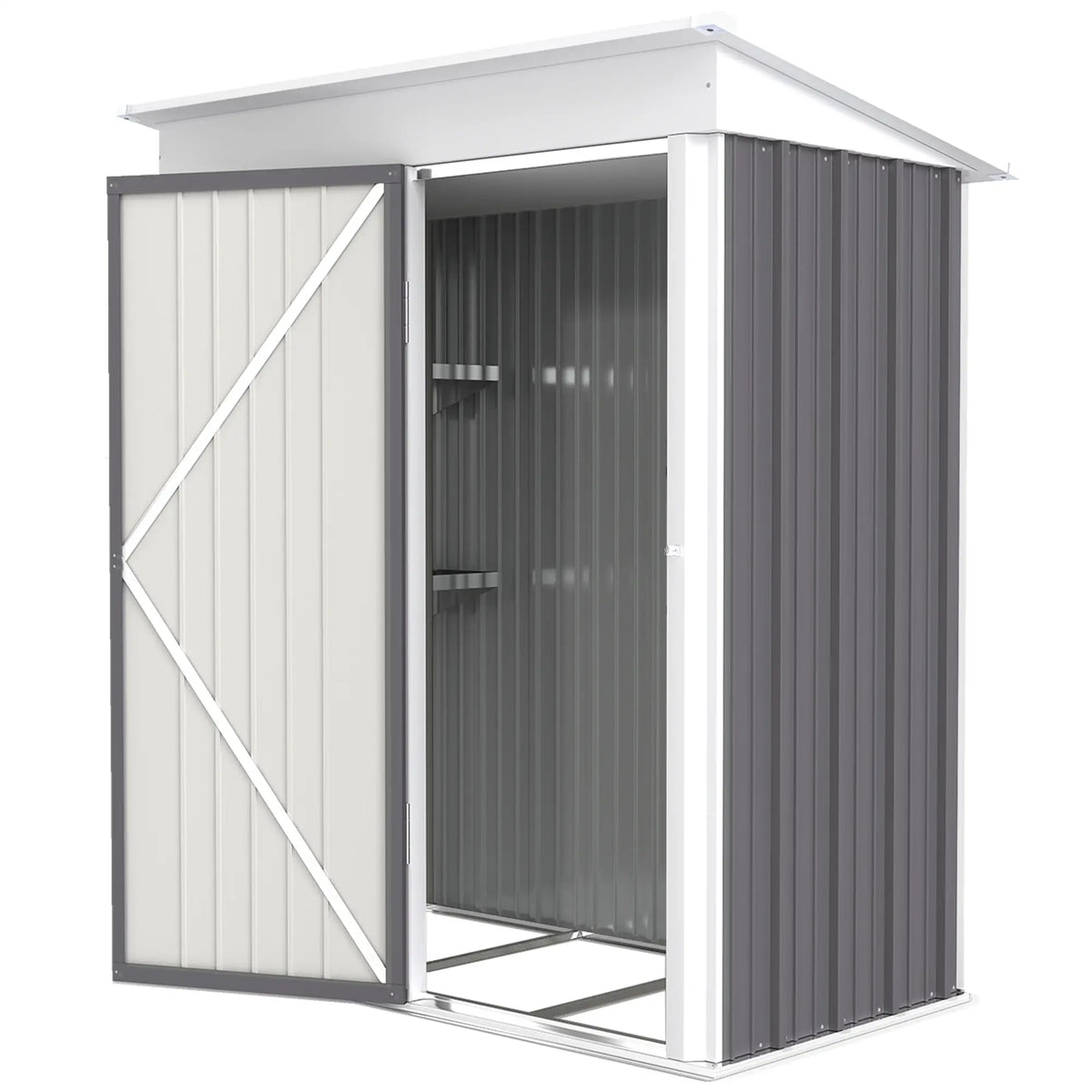 Outdoor Storage Shed, Steel Lean-To, Adjustable Shelf, 5'x3'x6', Grey Sheds at Gallery Canada