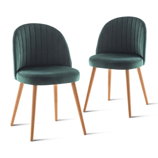 Modern Set of 2 Velvet Armless Chair for Living Room, Green