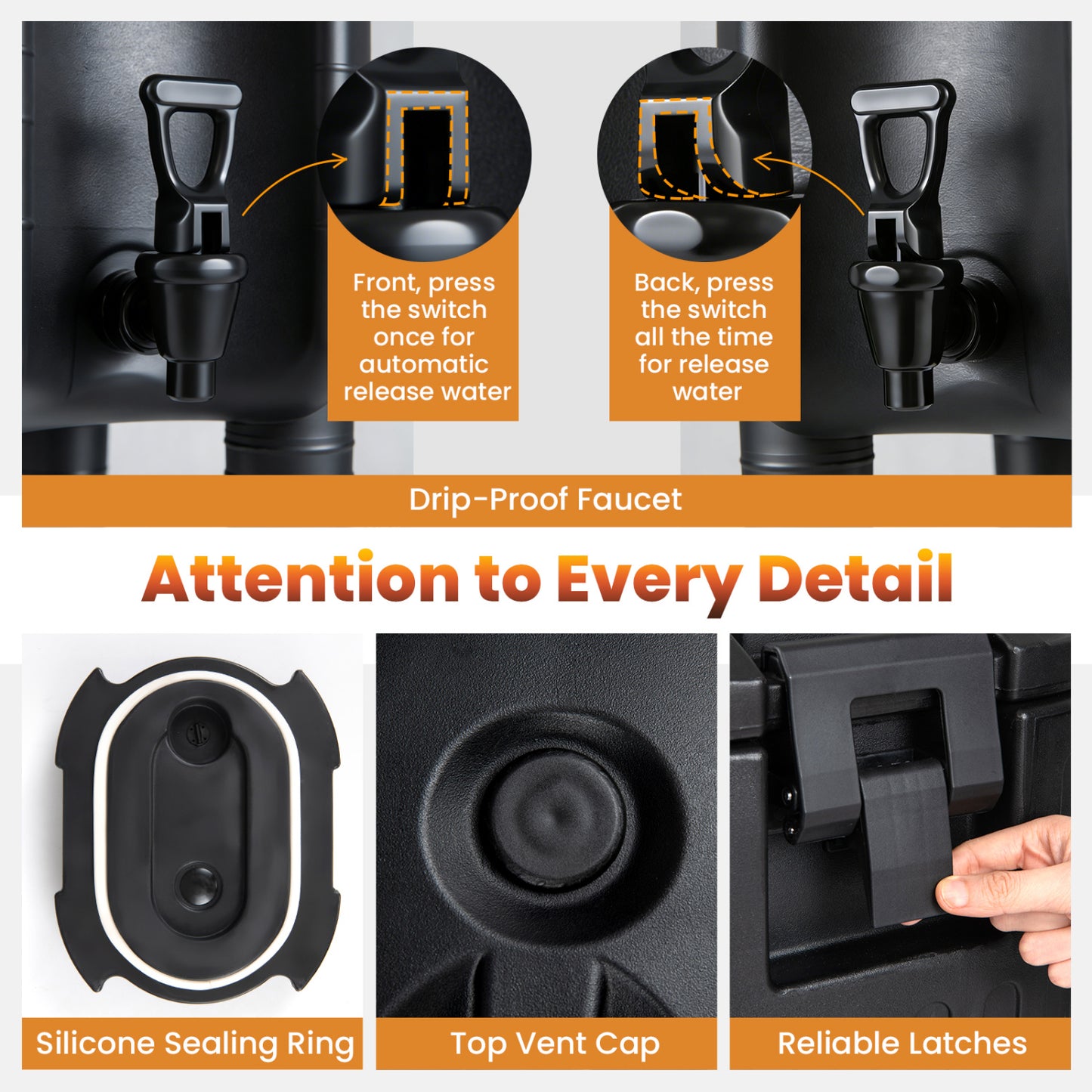2.6 Gal Insulated Beverage Dispensers, Set of 3, Black Water Dispensers at Gallery Canada