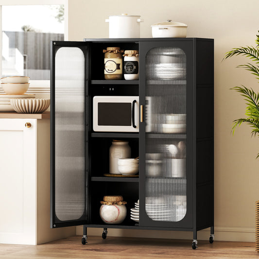 2-Door Metal Storage Cabinet 5-Tier with Adjustable Shelves, Black Sideboards Cabinets & Buffets Black at Gallery Canada