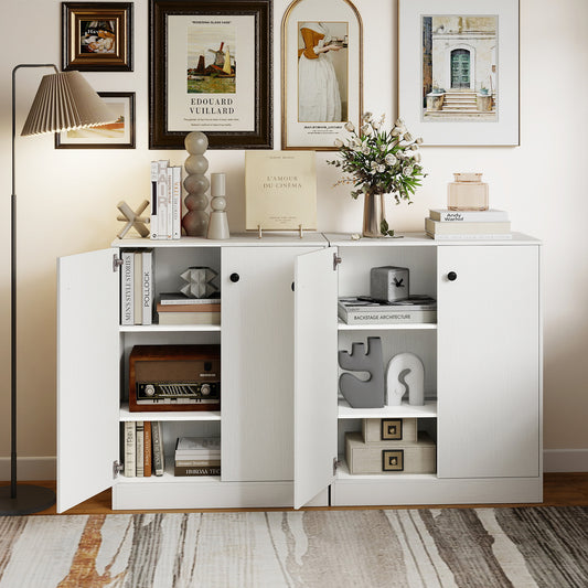 2 Door Storage Cabinet, 3-Tier Shelf, White Cabinets & Chests White at Gallery Canada