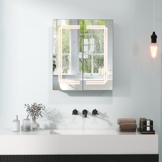 2 Door Bathroom Mirror Medicine Cabinet With Lights, White Wall Cabinets White at Gallery Canada