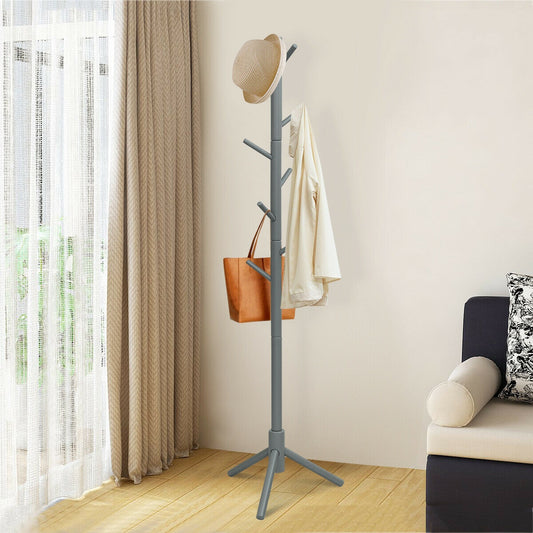 2 Heights Wooden Coat Rack with 8 Hooks, Gray Coat Racks & Hall Trees Gray at Gallery Canada
