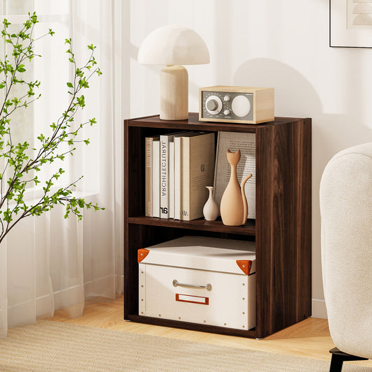 2-Layer Multifunctional Furniture Display Cabinet with Large Capacity Storage Space, Walnut Bookcases Walnut at Gallery Canada