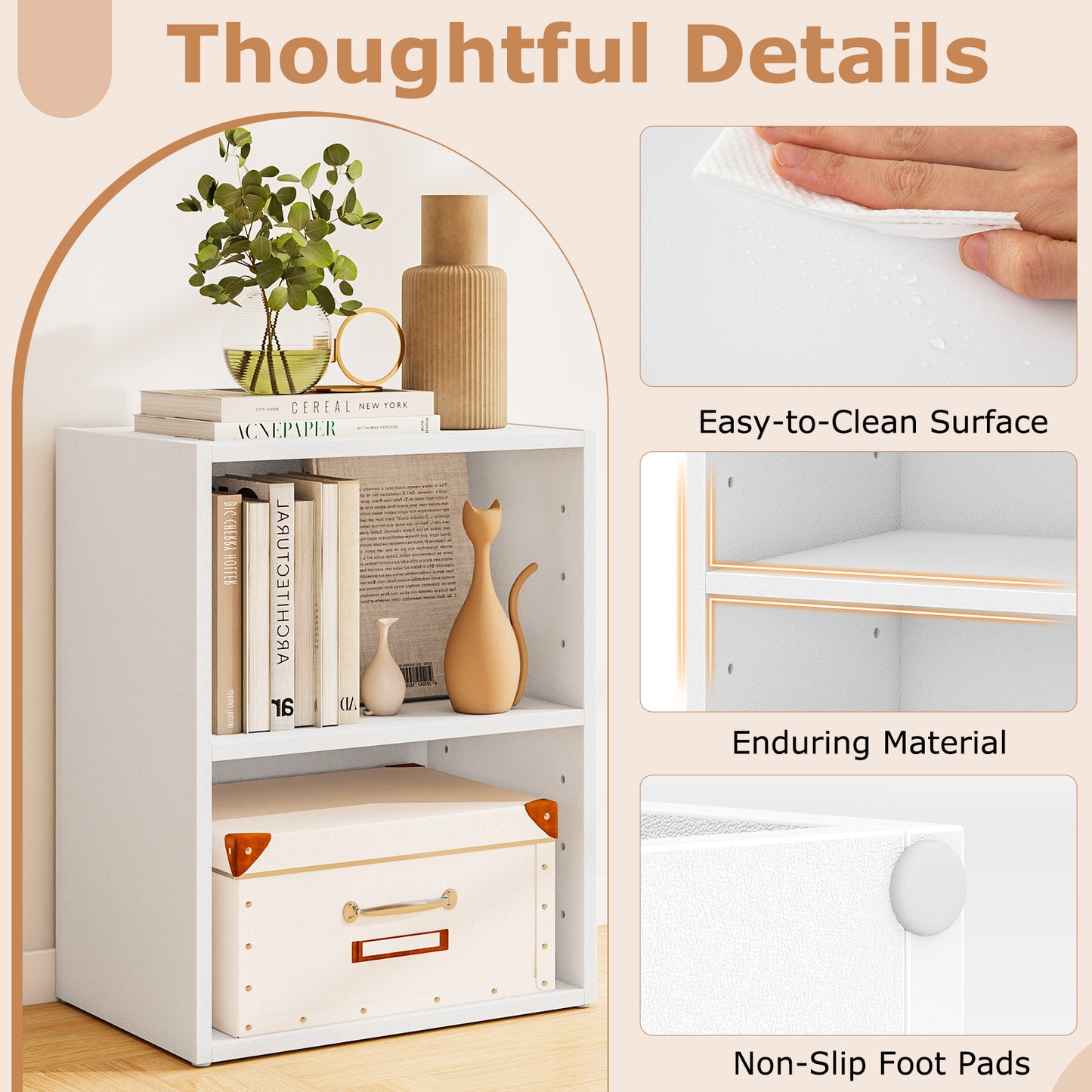 2-Layer Multifunctional Display Cabinet, Large Capacity Storage, White