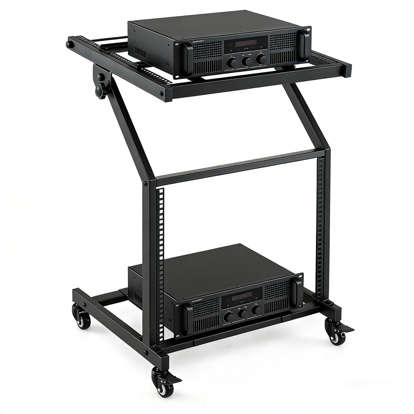 2 Layer Professional Audio Rack Mount with Adjustable Crossbars, Black Musical Instruments at Gallery Canada