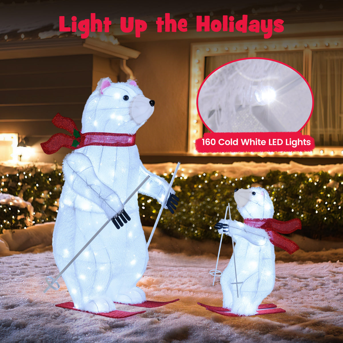 2 PCS Animated Skiing Polar Bears, Pre-lit Christmas Decoration, White Christmas at Gallery Canada