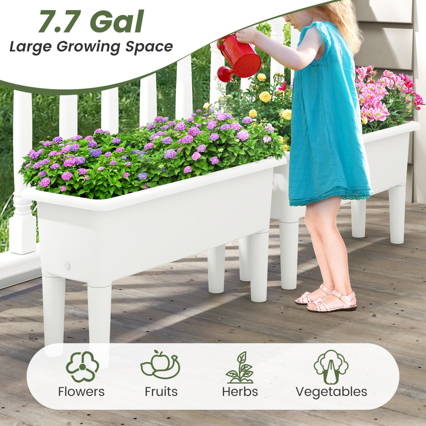 2 PCS Raised Garden Beds, Self-Watering Planter Box, White Raised Garden Beds at Gallery Canada