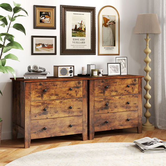 2-Pack 3 Drawer Dresser, Bedside Table, Brown Dressers & Chests Brown at Gallery Canada