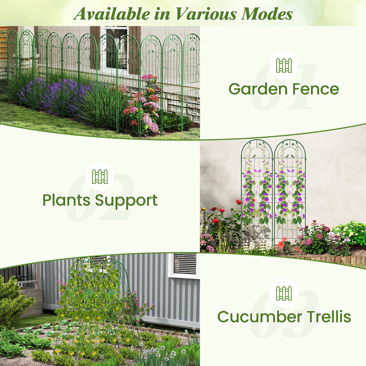 2 Pack 71 x 20 Inch Metal Garden Trellis, Rustproof Plant Support, Green Decorative Fencing & Flooring at Gallery Canada