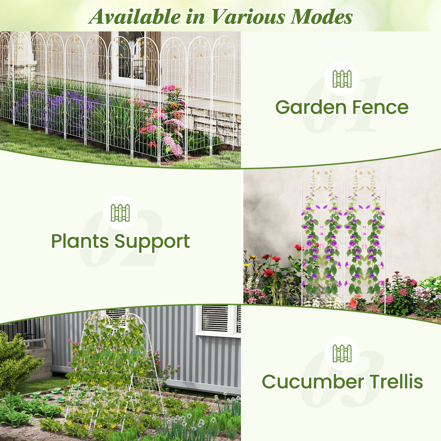 2 Pack 71 x 20 Inch Metal Garden Trellis, Rustproof Plant Support, White Decorative Fencing & Flooring at Gallery Canada