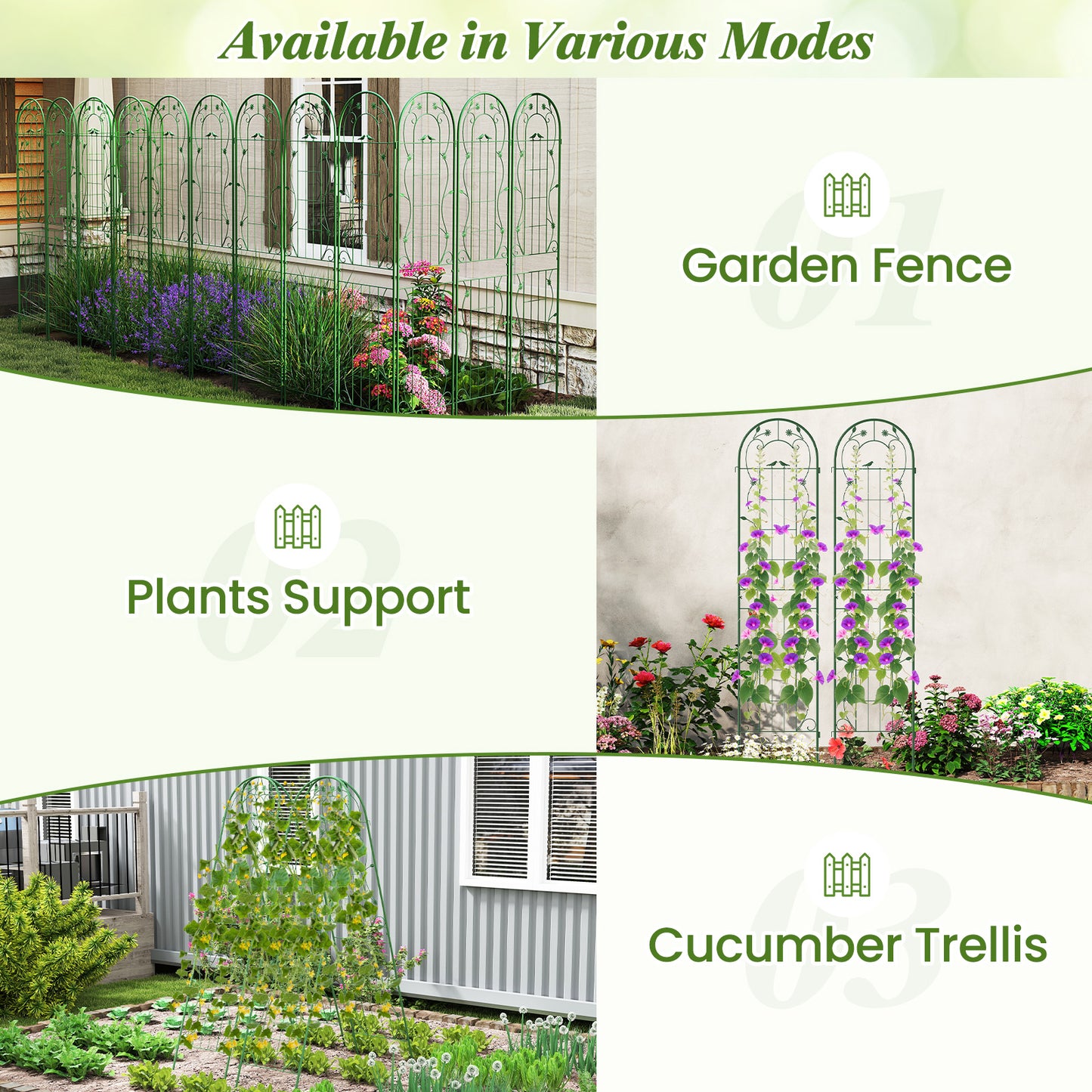 2 Pack 86.5 x 20 Inches Metal Garden Trellis, Green Decorative Fencing & Flooring at Gallery Canada