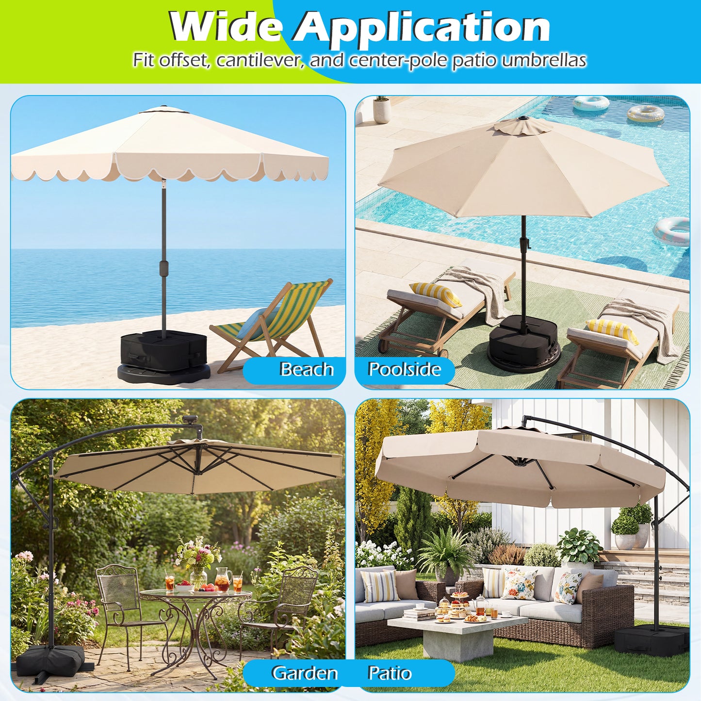 2-Pack 90 LBS Umbrella Base Weight Sandbags, Black Outdoor Umbrella Bases at Gallery Canada
