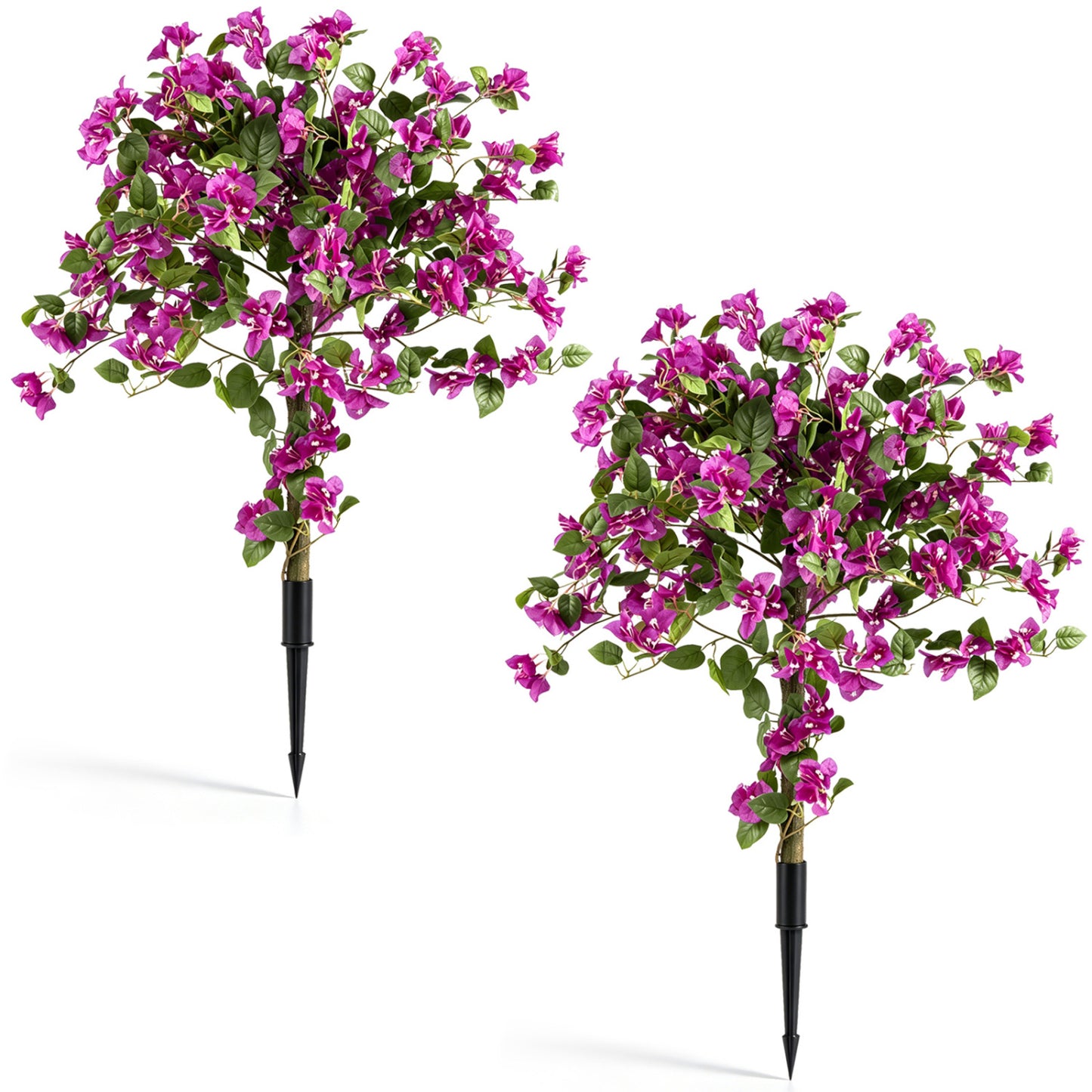 2 Pack Artificial Bougainvillea Trees With Ground Spike, PE Trunks