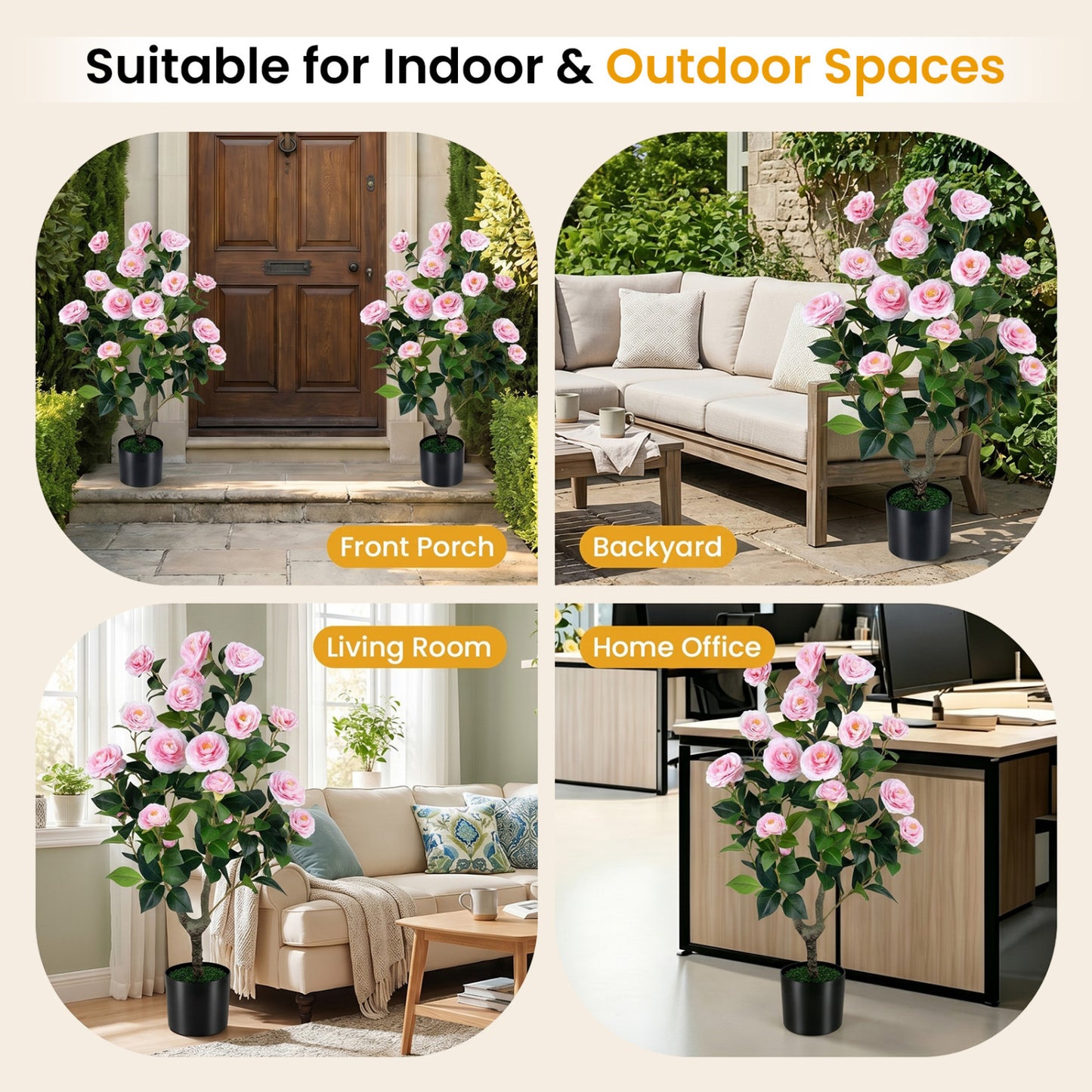 Artificial Camellia Tree, 2-Pack, Pink Faux Plants at Gallery Canada