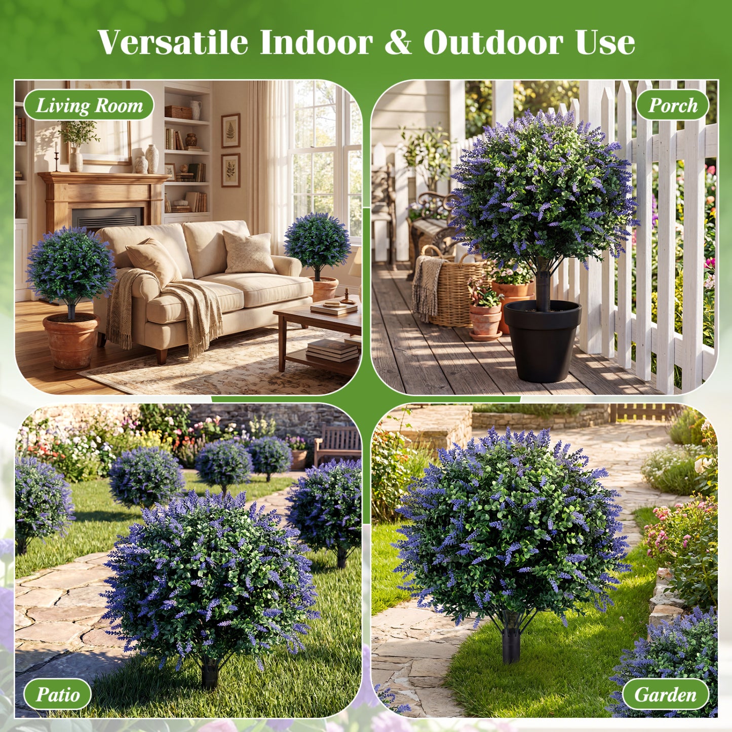 Artificial Topiary Ball Trees, 2 Pack, Lavender Faux Plants at Gallery Canada