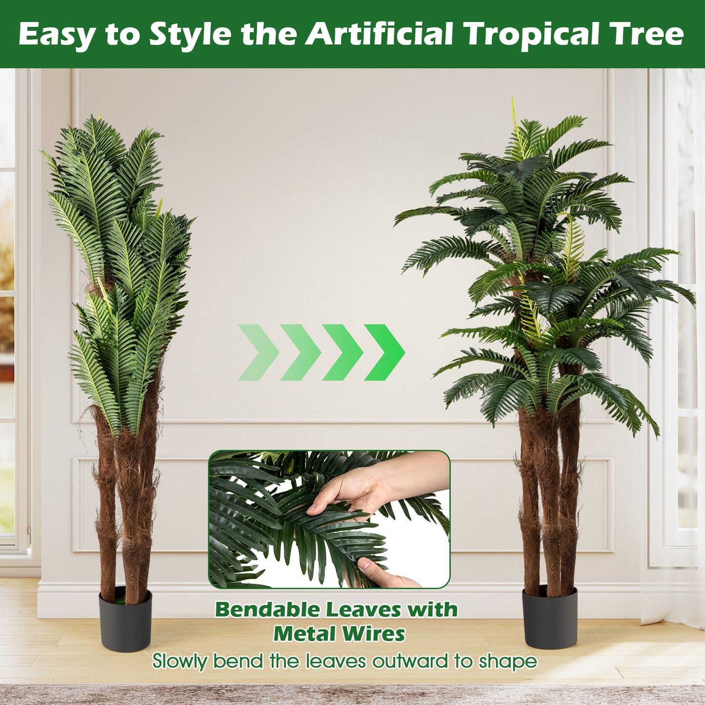 2 Pack Artificial Palm Tree 6.3 ft Tall with Adjustable Leaves Faux Plants at Gallery Canada