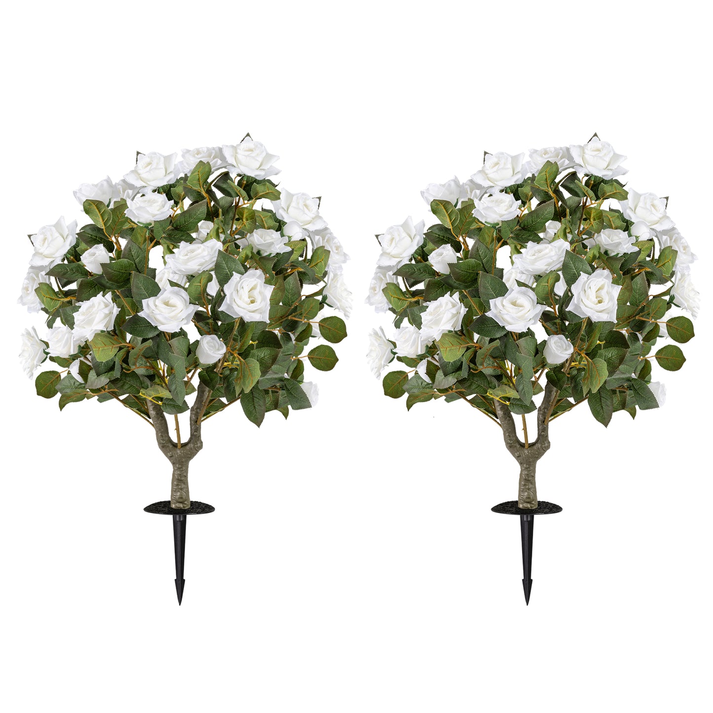 2 Pack Artificial Rose Flower Trees with Spikes and 18 White Flowers, White Faux Plants at Gallery Canada